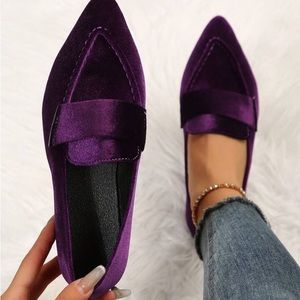 Velvet Pointed Ballet Loafers